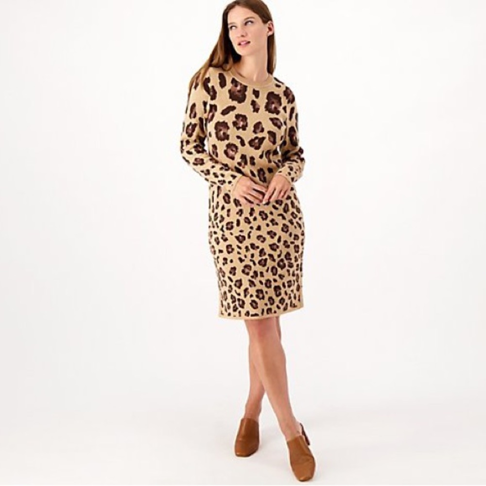Leopard Jacquard Sweater Dress